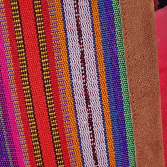 JL Brand Duo Pattern Aztec Stripe Embroidered Leather Zip Hand Strap Wallet OPB - Picture 7 of 16